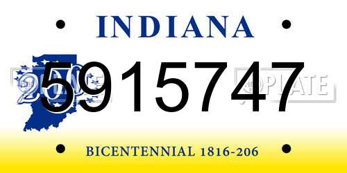 5915747 Indiana License Plate