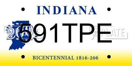 591TPE Indiana License Plate