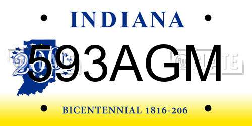 593AGM Indiana License Plate