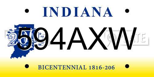 594AXW Indiana License Plate