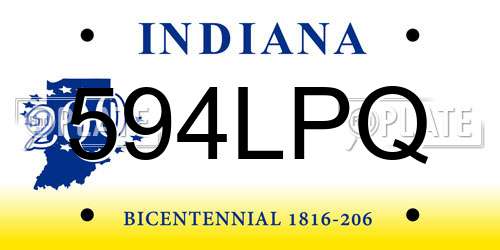 594LPQ Indiana License Plate
