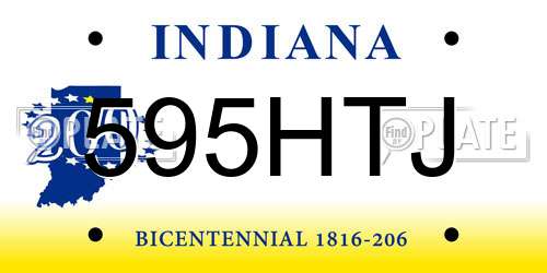 595HTJ Indiana License Plate