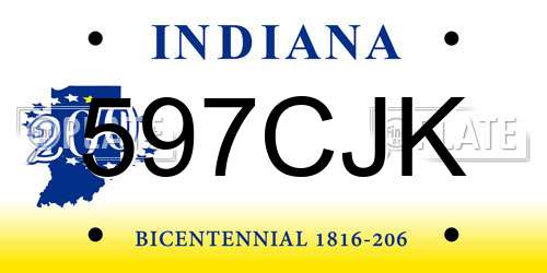 597CJK Indiana License Plate