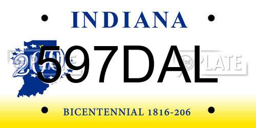 597DAL Indiana License Plate
