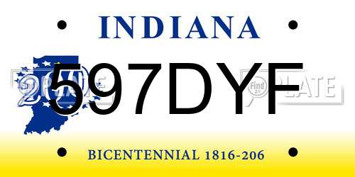 597DYF Indiana License Plate