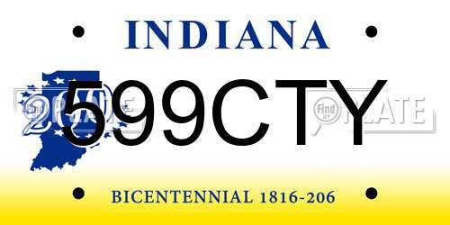 599CTY Indiana License Plate