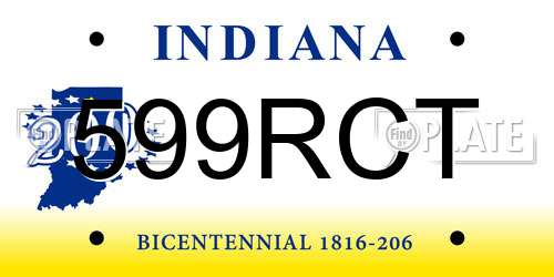 599RCT Indiana License Plate