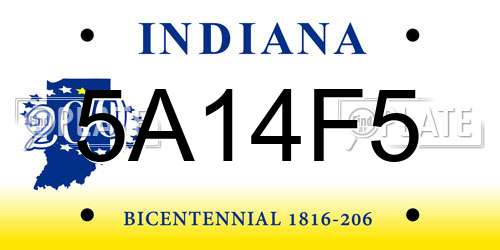 5A14F5 Indiana License Plate