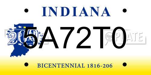 5A72T0 Indiana License Plate