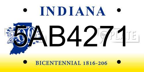 5AB4271 Indiana License Plate