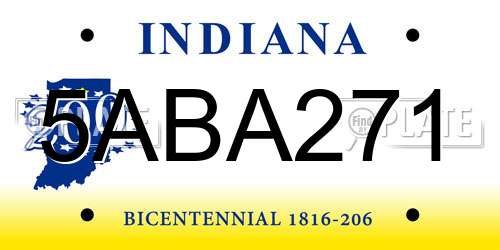 5ABA271 Indiana License Plate