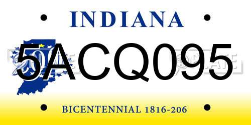 5ACQ095 Indiana License Plate