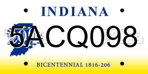 5ACQ098 Indiana License Plate
