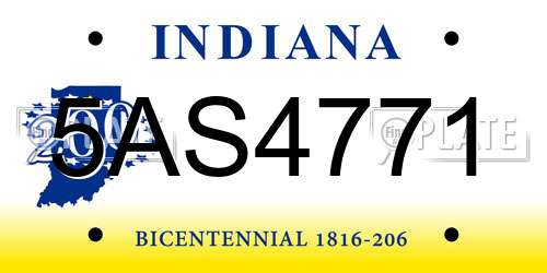 5AS4771 Indiana License Plate