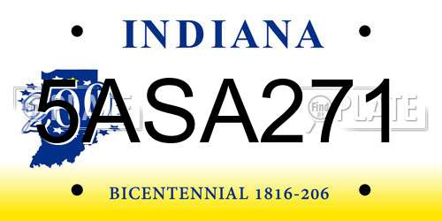 5ASA271 Indiana License Plate