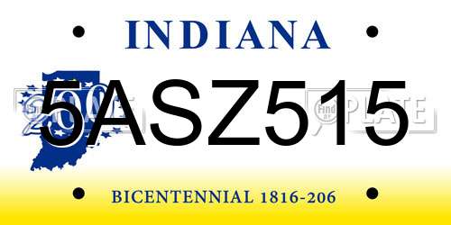 5ASZ515 Indiana License Plate