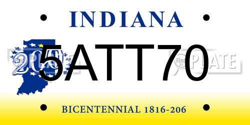 5ATT70 Indiana License Plate