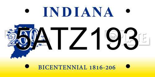 5ATZ193 Indiana License Plate
