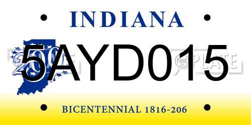 5AYD015 Indiana License Plate