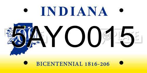 5AYO015 Indiana License Plate