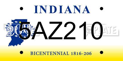 5AZ210 Indiana License Plate