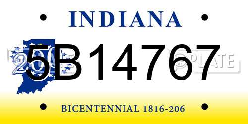 5B14767 Indiana License Plate