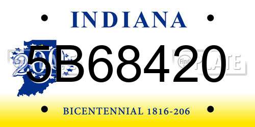 5B68420 Indiana License Plate