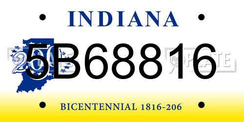 5B68816 Indiana License Plate