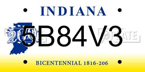 5B84V3 Indiana License Plate