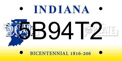 5B94T2 Indiana License Plate
