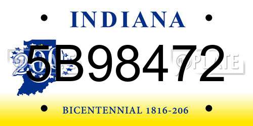 5B98472 Indiana License Plate