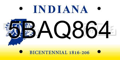 5BAQ864 Indiana License Plate