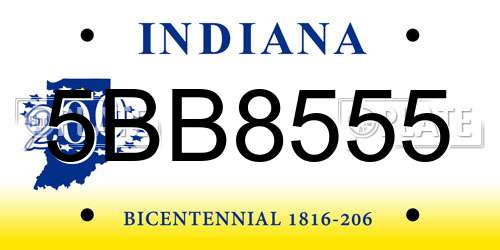5BB8555 Indiana License Plate