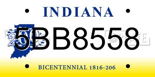 5BB8558 Indiana License Plate