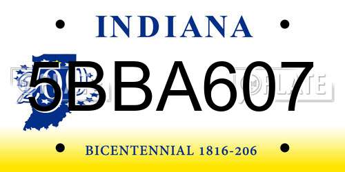5BBA607 Indiana License Plate