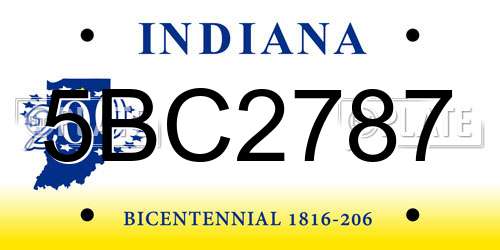 5BC2787 Indiana License Plate