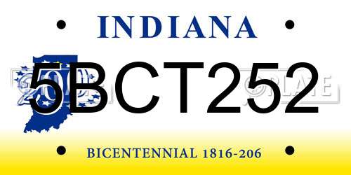 5BCT252 Indiana License Plate