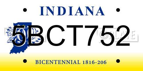 5BCT752 Indiana License Plate