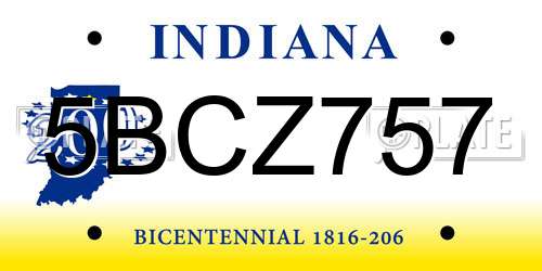 5BCZ757 Indiana License Plate