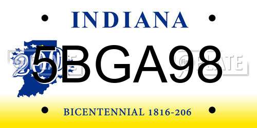 5BGA98 Indiana License Plate