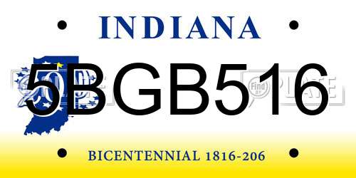 5BGB516 Indiana License Plate
