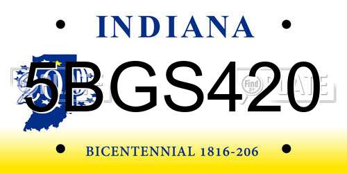 5BGS420 Indiana License Plate