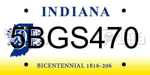5BGS470 Indiana License Plate