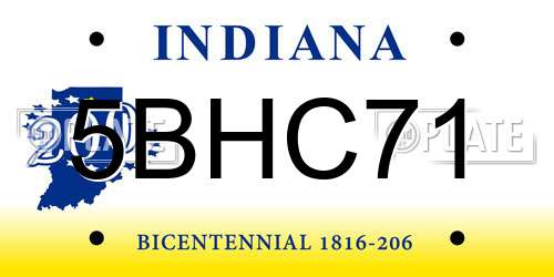 5BHC71 Indiana License Plate