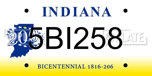 5BI258 Indiana License Plate