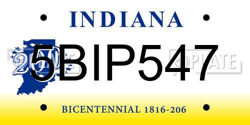 5BIP547 Indiana License Plate