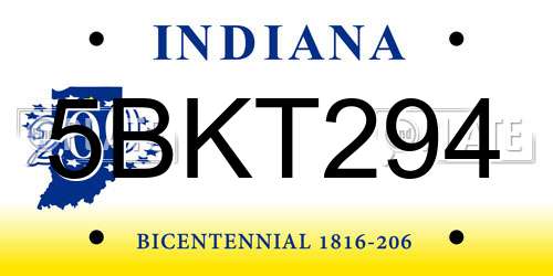 5BKT294 Indiana License Plate