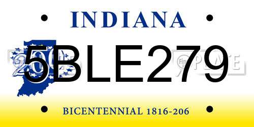 5BLE279 Indiana License Plate