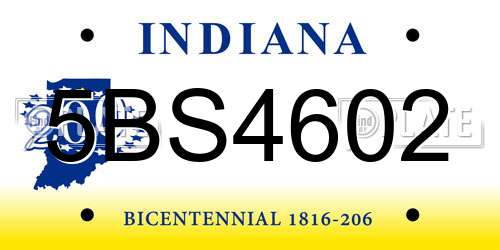 5BS4602 Indiana License Plate