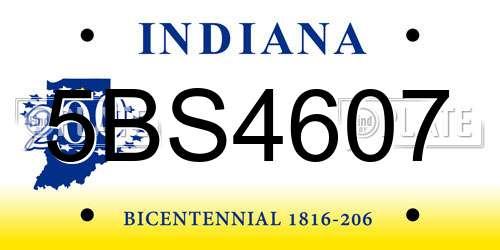 5BS4607 Indiana License Plate